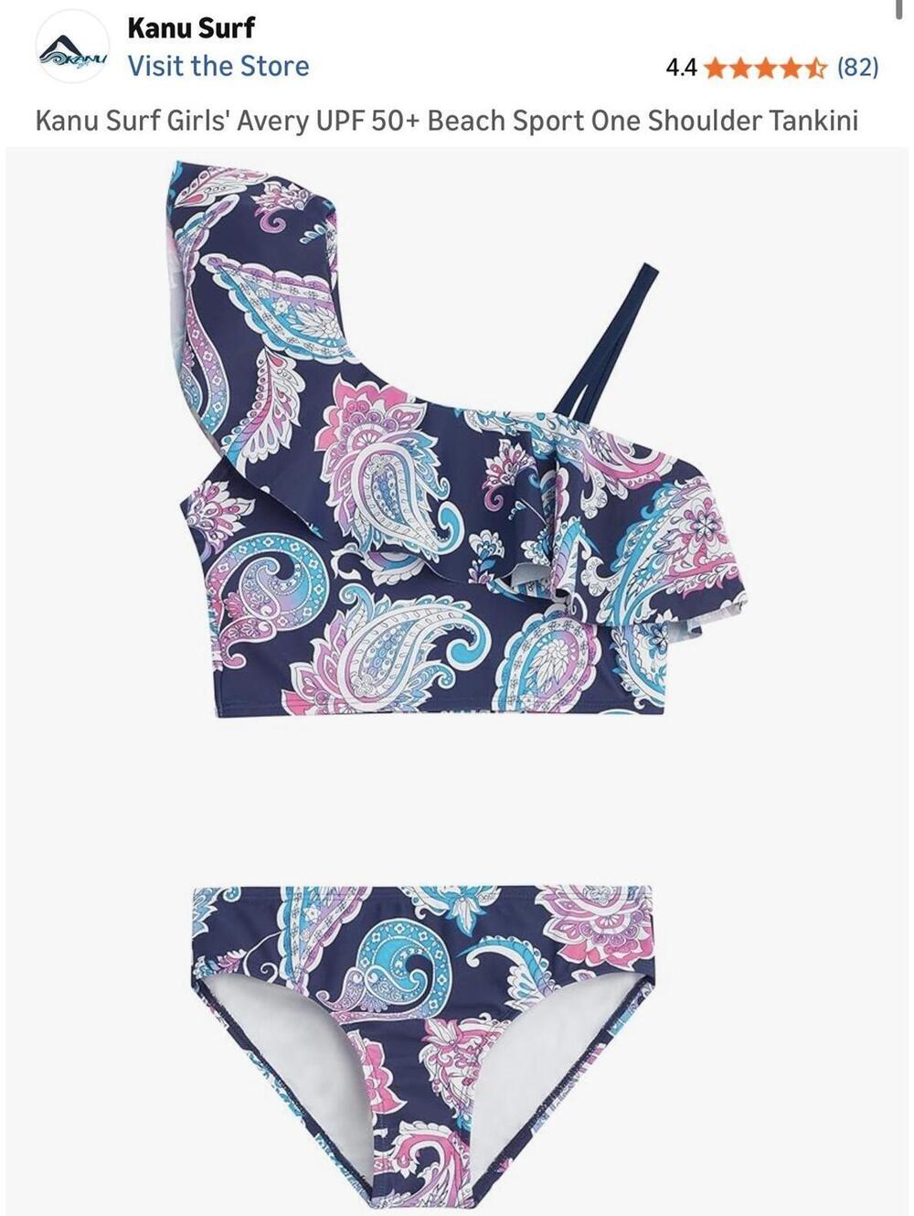 Kanu Surf Girls' Avery UPF 50+ Beach Sport One Shoulder Tankini